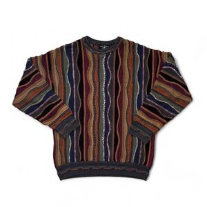 Vintage Fisherman Cable 3D Knit Coogi Style Cosby Colorful Crew Sweater Sz M/L